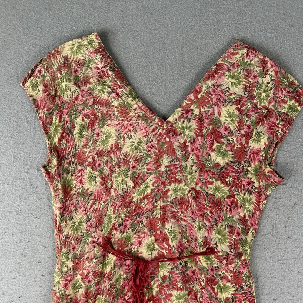 April Cornell Floral Beaded Rayon Midi Dress Boho Tropical Women M Vintage - Picture 13 of 16